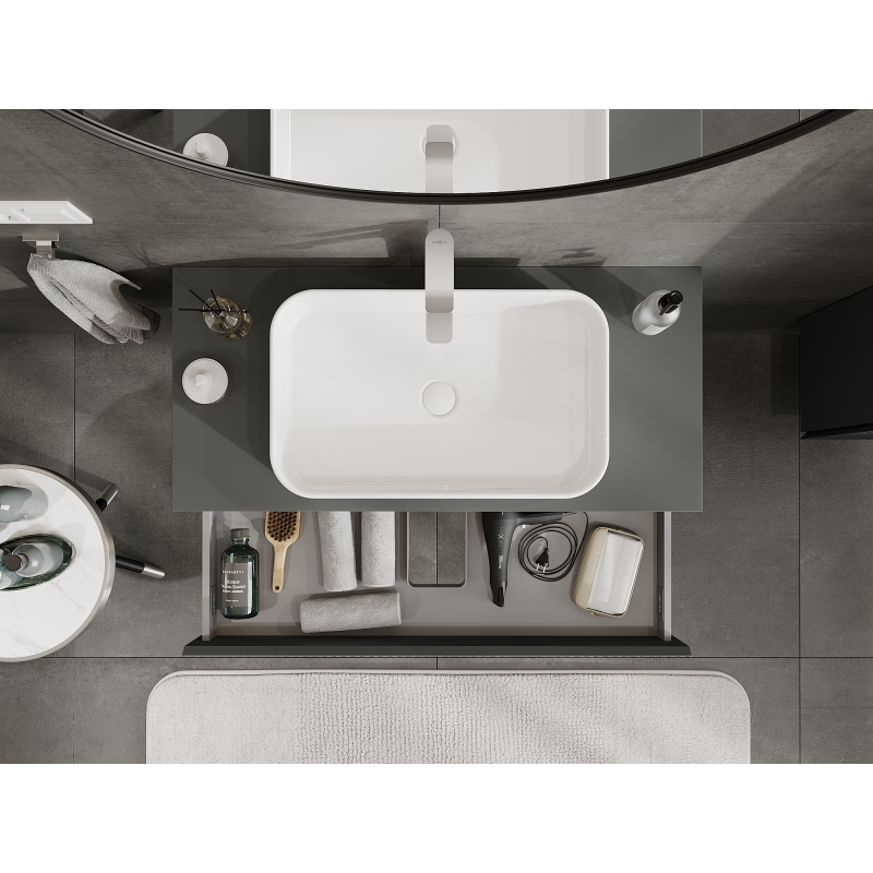 Mexen Rivel koupelnová skříňka pod umyvadlo 100 cm, 1 zásuvka, drážkovaná, grafit mat - 91A20-10023-1-BF66