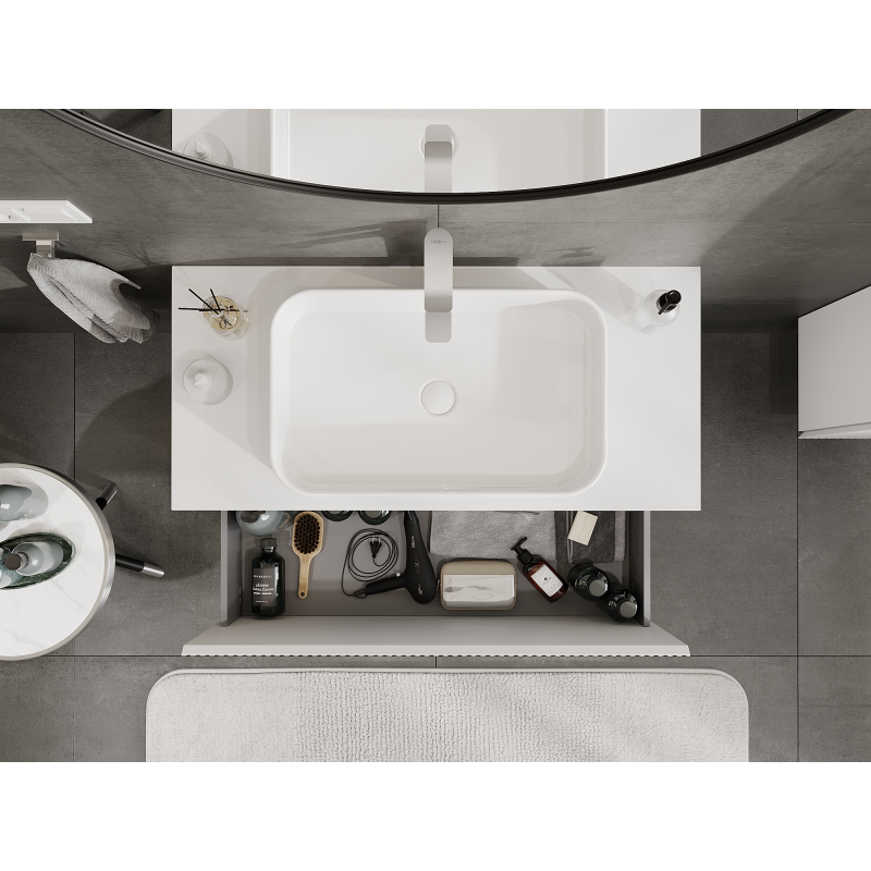 Mexen Rivel koupelnová skříňka pod umyvadlo 100 cm, 1 zásuvka, vroubkovaná, bílá matná - 91A20-10047-1-BF01