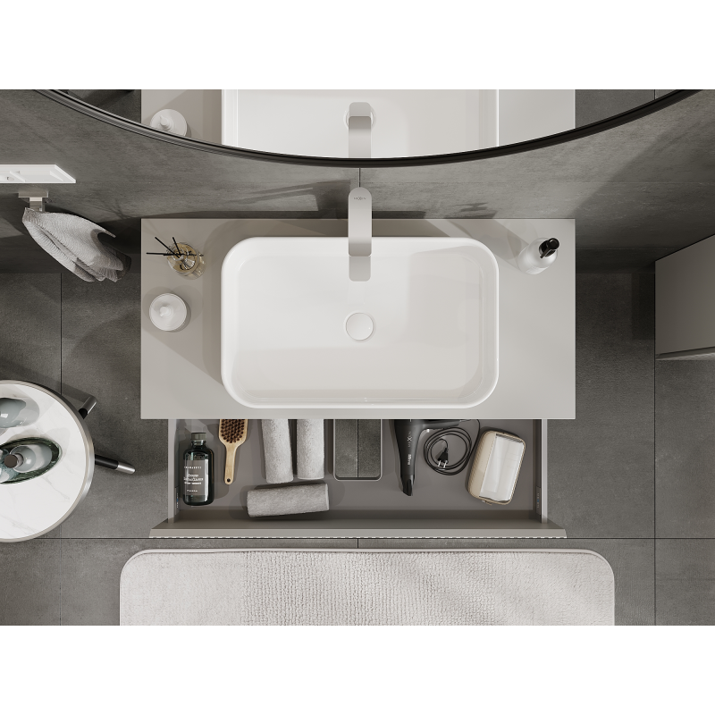 Mexen Rivel koupelnová skříňka pod umyvadlo 100 cm, 2 zásuvky, drážkovaná, šedá mat - 91A20-10047-2-BFF62