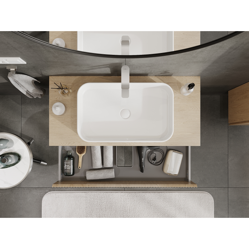 Mexen Rivel koupelnová skříňka pod umyvadlo 100 cm, 2 zásuvky, drážkovaná, dub - 91A20-10047-2-BFF81