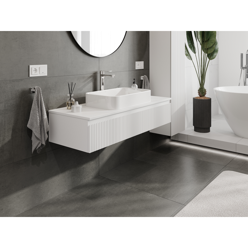 Mexen Rivel koupelnová skříňka pod umyvadlo 120 cm, 1 zásuvka, rýhovaná, bílá mat - 91A20-12023-1-BF01