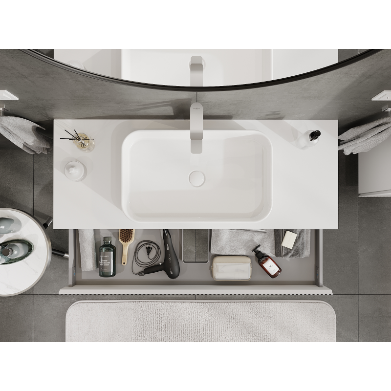 Mexen Rivel koupelnová skříňka pod umyvadlo 120 cm, 1 zásuvka, rýhovaná, bílá mat - 91A20-12023-1-BF01