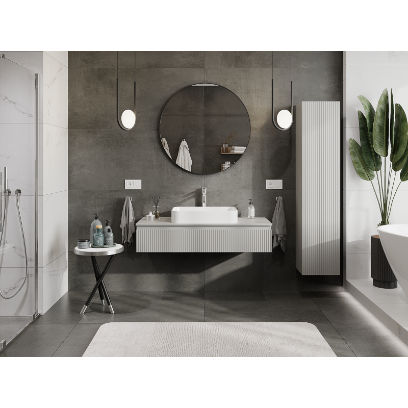 Mexen Rivel koupelnová skříňka pod umyvadlo 120 cm, 1 zásuvka, rýhovaná, šedá matná - 91A20-12023-1-BF62