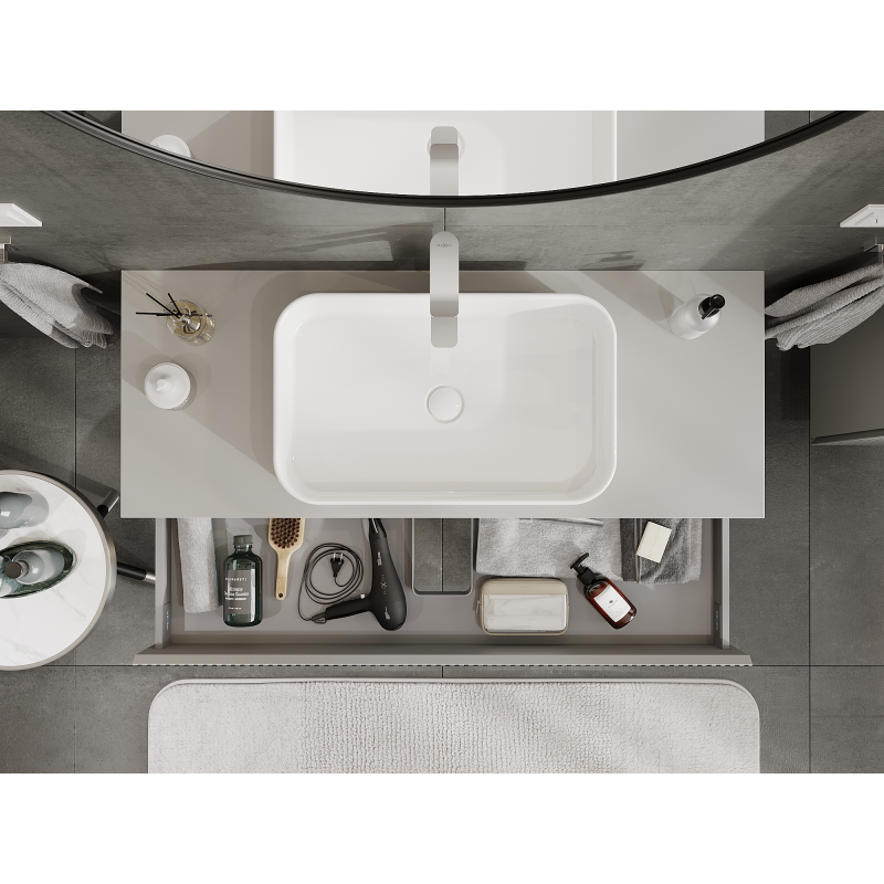 Mexen Rivel koupelnová skříňka pod umyvadlo 120 cm, 1 zásuvka, rýhovaná, šedá matná - 91A20-12023-1-BF62