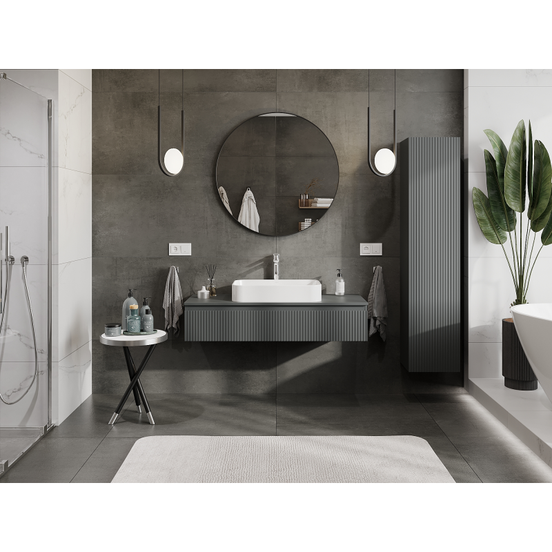 Mexen Rivel koupelnová skříňka pod umyvadlo 120 cm, 1 zásuvka, rýhovaná, šedá mat - 91A20-12023-1-BF66