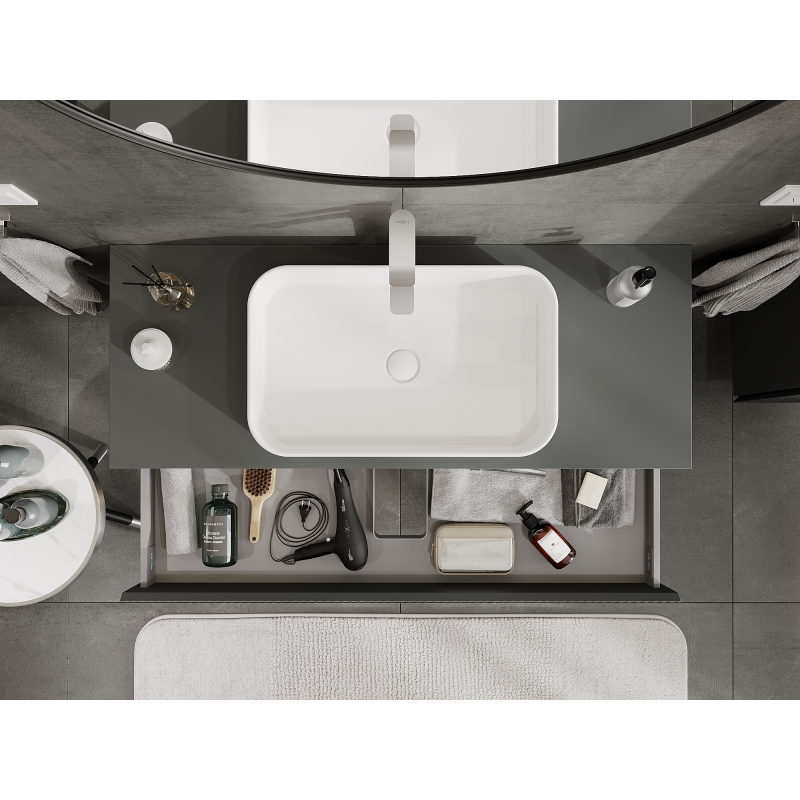 Mexen Rivel koupelnová skříňka pod umyvadlo 120 cm, 1 zásuvka, rýhovaná, šedá mat - 91A20-12023-1-BF66