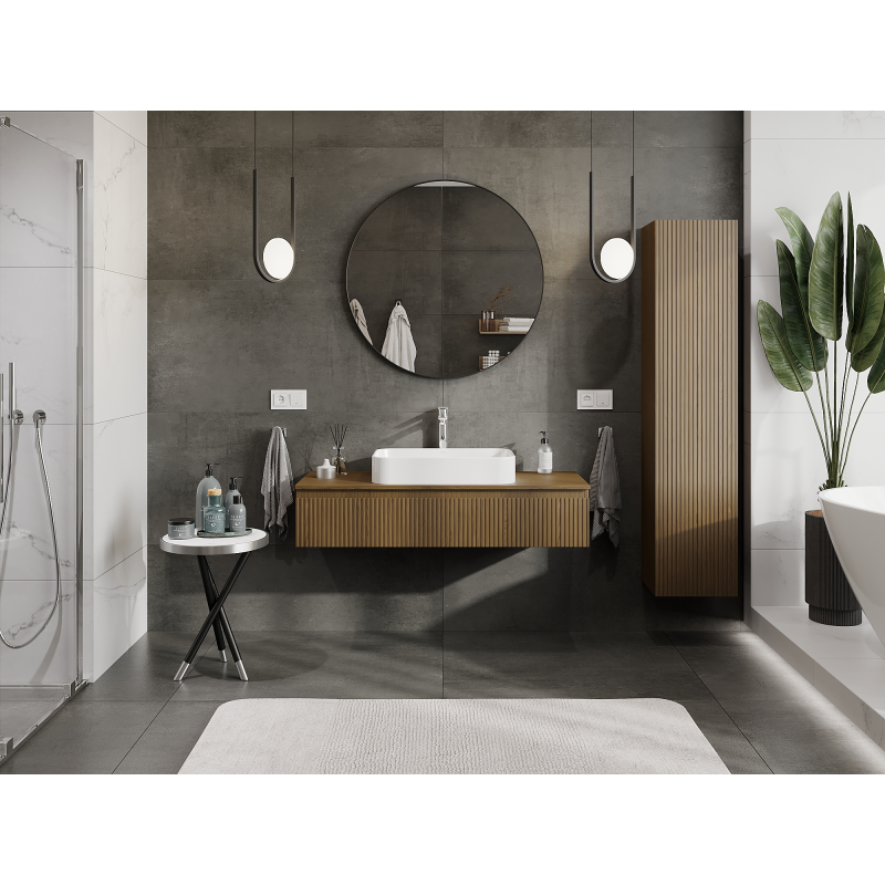 Mexen Rivel koupelnová skříňka pod umyvadlo 120 cm, 1 zásuvka, drážkovaná, ořech - 91A20-12023-1-BF86