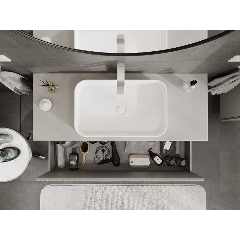 Mexen Rivel koupelnová skříňka pod umyvadlo 120 cm, 1 zásuvka, drážkovaná, šedý mat - 91A20-12047-1-BF62