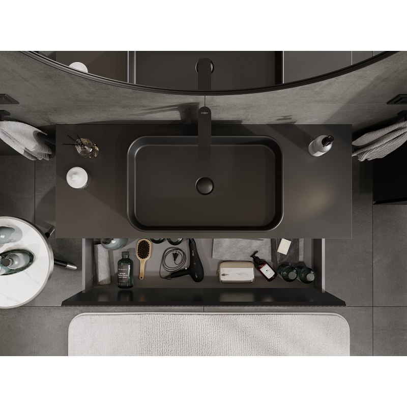 Mexen Rivel koupelnová skříňka pod umyvadlo 120 cm, 1 zásuvka, drážkovaná, černá mat - 91A20-12047-1-BF71