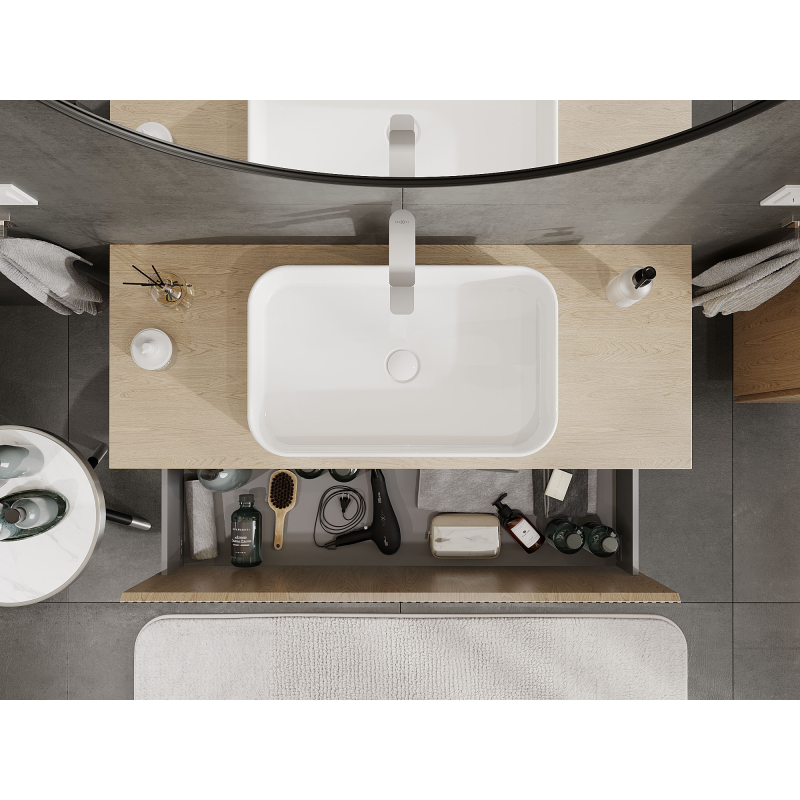 Mexen Rivel koupelnová skříňka pod umyvadlo 120 cm, 1 zásuvka, rýhovaná, dub - 91A20-12047-1-BF81