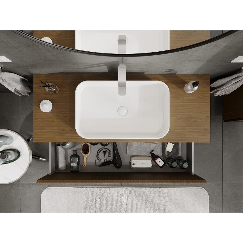 Mexen Rivel koupelnová skříňka pod umyvadlo 120 cm, 1 zásuvka, drážkovaná, ořech - 91A20-12047-1-BF86