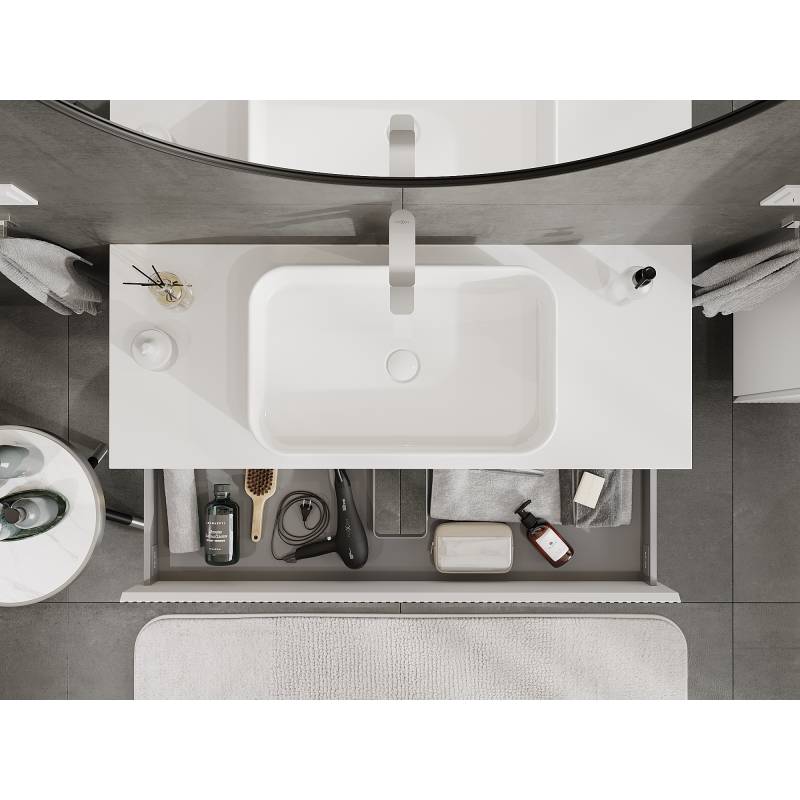 Mexen Rivel koupelnová skříňka pod umyvadlo 120 cm, 2 zásuvky, rýhovaná, bílá mat - 91A20-12047-2-BFF01