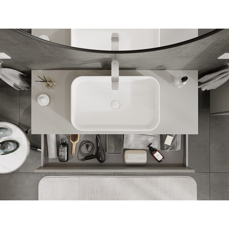 Mexen Rivel koupelnová skříňka pod umyvadlo 120 cm, 2 zásuvky, vroubkovaná, šedá mat - 91A20-12047-2-BFF62