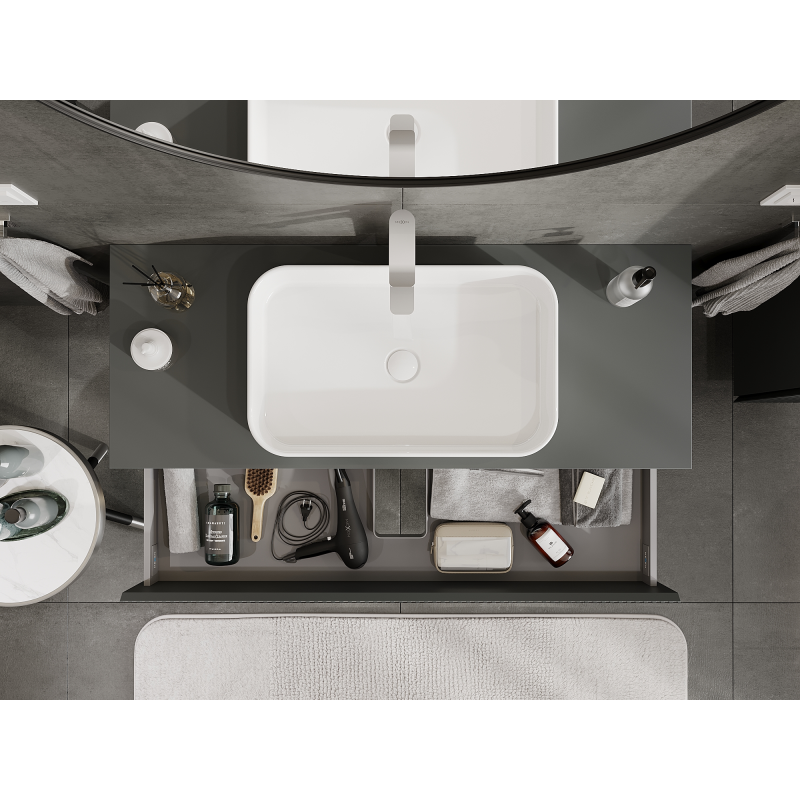 Mexen Rivel koupelnová skříňka pod umyvadlo 120 cm, 2 zásuvky, rýhovaná, grafit mat - 91A20-12047-2-BFF66