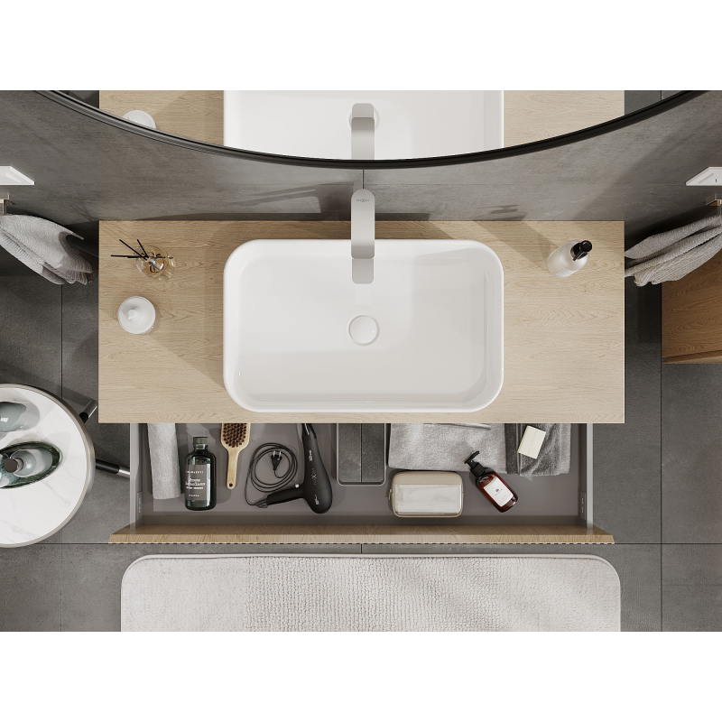 Mexen Rivel koupelnová skříňka pod umyvadlo 120 cm, 2 zásuvky, drážkovaná, dub - 91A20-12047-2-BFF81