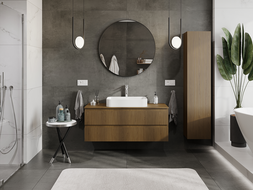 Mexen Rivel koupelnová skříňka pod umyvadlo 120 cm, 2 zásuvky, drážkovaná, ořech - 91A20-12047-2-BFF86