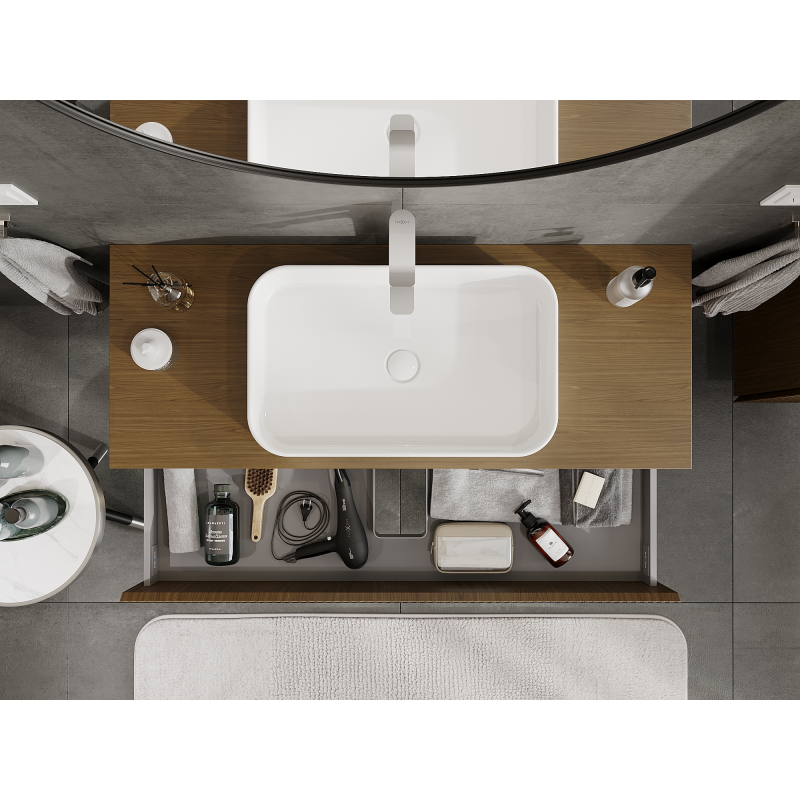 Mexen Rivel koupelnová skříňka pod umyvadlo 120 cm, 2 zásuvky, drážkovaná, ořech - 91A20-12047-2-BFF86