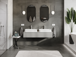 Mexen Rivel koupelnová skříňka pod umyvadlo 140 cm, 1 zásuvka, drážkovaná, šedá mat - 91A20-14023-1-BF62