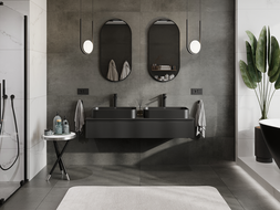 Mexen Rivel koupelnová skříňka pod umyvadlo 140 cm, 1 zásuvka, drážkovaná, černá mat - 91A20-14023-1-BF71