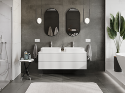 Mexen Rivel koupelnová skříňka pod umyvadlo 140 cm, 2 zásuvky, drážkovaná, bílá mat - 91A20-14047-2-BFF01