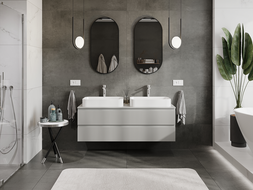 Mexen Rivel koupelnová skříňka pod umyvadlo 140 cm, 2 zásuvky, vroubkovaná, šedá mat - 91A20-14047-2-BFF62