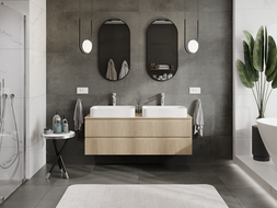 Mexen Rivel koupelnová skříňka pod umyvadlo 140 cm, 2 zásuvky, žebrovaná, dub - 91A20-14047-2-BFF81