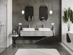 Mexen Rivel koupelnová skříňka pod umyvadlo 160 cm, 1 zásuvka, drážkovaná, šedá matná - 91A20-16023-1-BF62