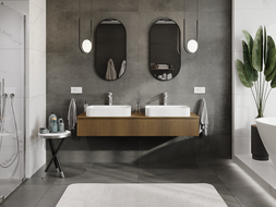 Mexen Rivel koupelnová skříňka pod umyvadlo 160 cm, 1 zásuvka, rýhovaná, ořech - 91A20-16023-1-BF86