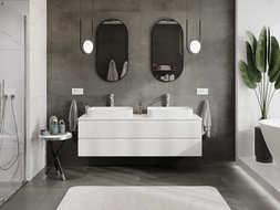 Mexen Rivel koupelnová skříňka pod umyvadlo 160 cm, 2 zásuvky, rýhovaná, bílá mat - 91A20-16047-2-BFF01