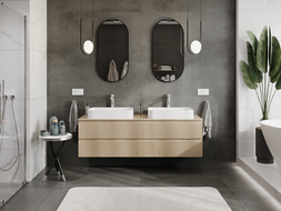 Mexen Rivel koupelnová skříňka pod umyvadlo 160 cm, 2 zásuvky, drážkovaná, dub - 91A20-16047-2-BFF81