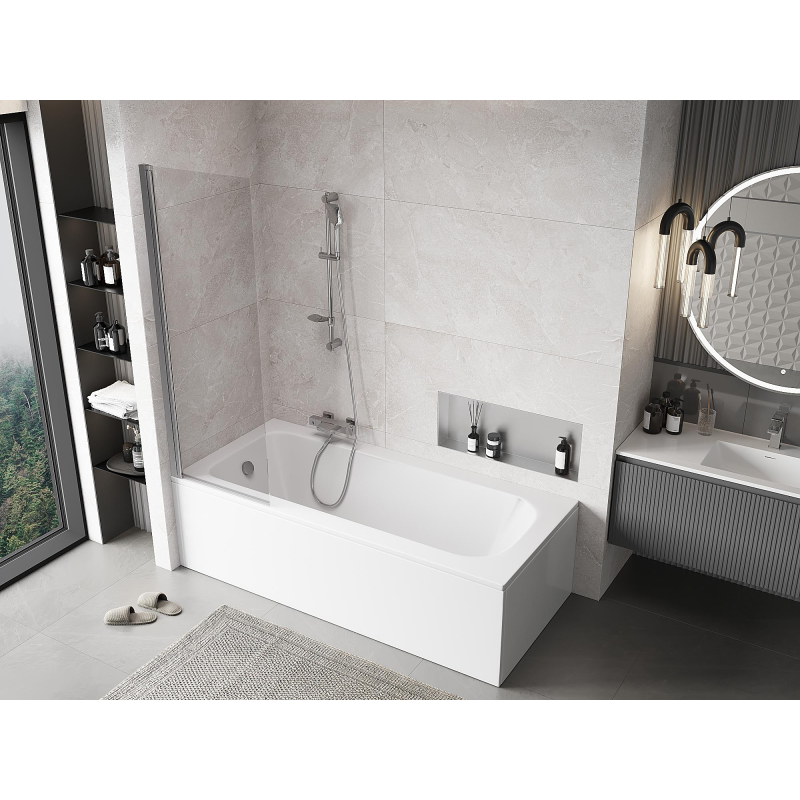 Mexen Mist vanová zástěna 1-křídlová 60 x 150 cm, transparentní, chrom - 8A9-060-001-01-00