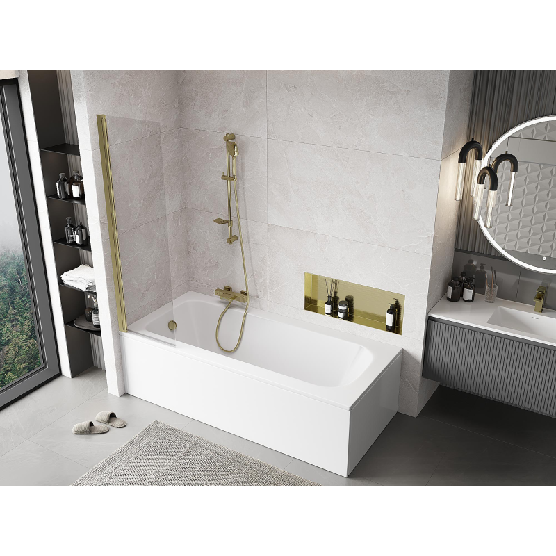 Mexen Mist sprchová závěsová stěna 1-dílná 50 x 150 cm, transparentní, zlatá - 8A9-050-001-50-00