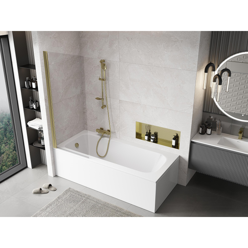 Mexen Mist vanová zástěna 1-křídlová 70 x 150 cm, transparentní, zlatá - 8A9-070-001-50-00