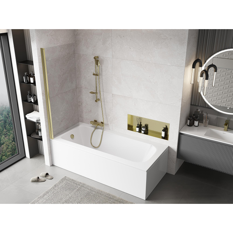 Mexen Mist vanová zástěna 1-křídlová 70 x 150 cm, transparentní, zlatá - 8A9-070-001-50-00