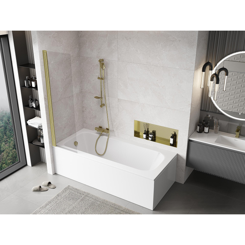 Mexen Mist sprchový paravan jednokřídlé 50 x 150 cm, transparentní, kartáčované zlaté - 8A9-050-001-55-00