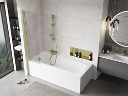 Mexen Mist sprchový paravan jednokřídlé 50 x 150 cm, transparentní, kartáčované zlaté - 8A9-050-001-55-00