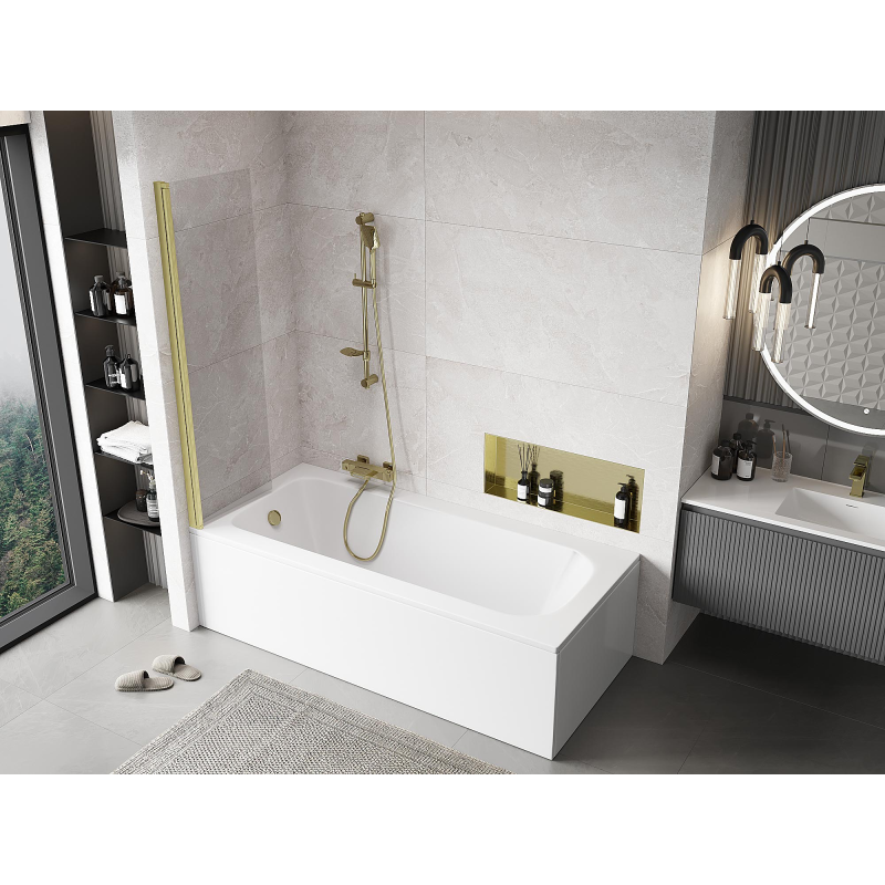 Mexen Mist sprchový paravan jednokřídlé 50 x 150 cm, transparentní, kartáčované zlaté - 8A9-050-001-55-00