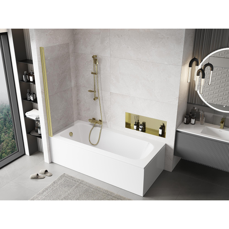 Mexen Mist sprchová zástěna 1dílná 60 x 150 cm, transparentní, zlatý kartáčovaný - 8A9-060-001-55-00