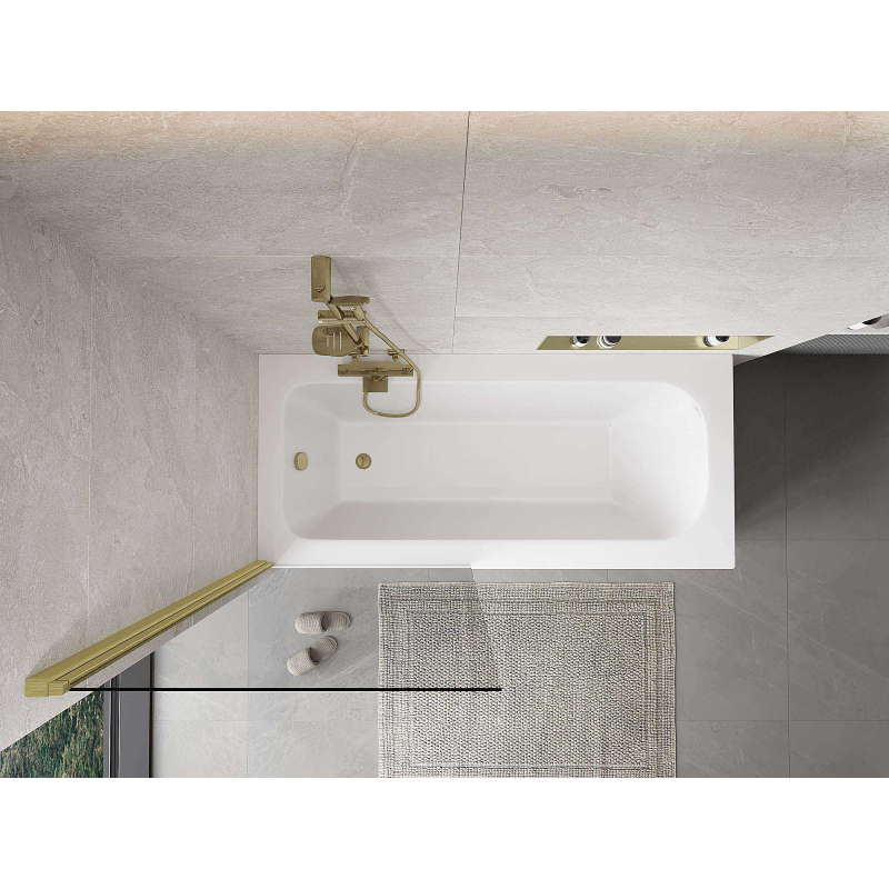 Mexen Mist vanová zástěna 1-křídlá 80 x 150 cm, transparentní, zlatý kartáčovaný - 8A9-080-001-55-00