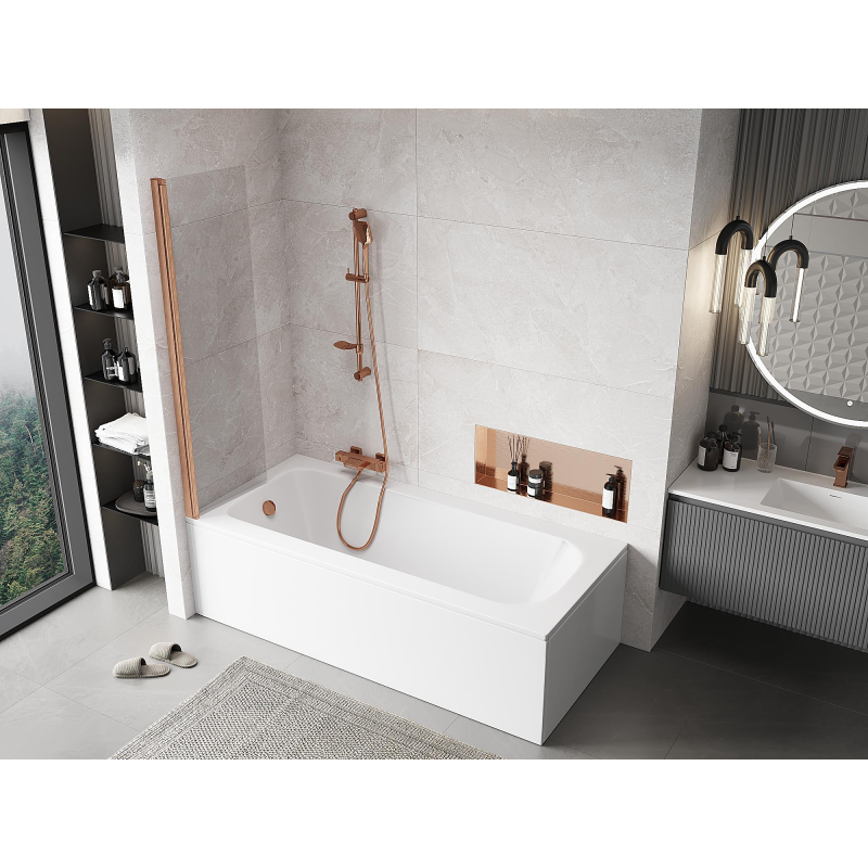 Mexen Mist sprchová zástěna 1-křídlová 50 x 150 cm, transparentní, kartáčovaná měď - 8A9-050-001-65-00