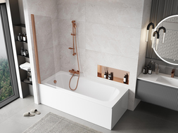 Mexen Mist sprchová zástěna 1-křídlová 50 x 150 cm, transparentní, kartáčovaná měď - 8A9-050-001-65-00