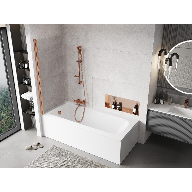 Mexen Mist sprchová zástěna 1křídlová 70 x 150 cm, transparentní, kartáčovaná měď - 8A9-070-001-65-00