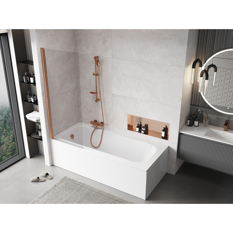 Mexen Mist sprchová zástěna 1křídlová 70 x 150 cm, transparentní, kartáčovaná měď - 8A9-070-001-65-00