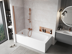 Mexen Mist sprchová zástěna 1křídlová 70 x 150 cm, transparentní, kartáčovaná měď - 8A9-070-001-65-00