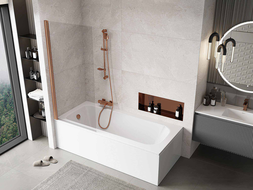 Mexen Mist sprchová zástěna 1-křídlová 80 x 150 cm, transparentní, kartáčovaná měď - 8A9-080-001-65-00