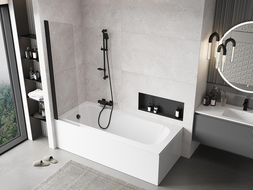 Mexen Mist vanová zástěna 1-křídlová 50 x 150 cm, transparentní, černá - 8A9-050-001-70-00