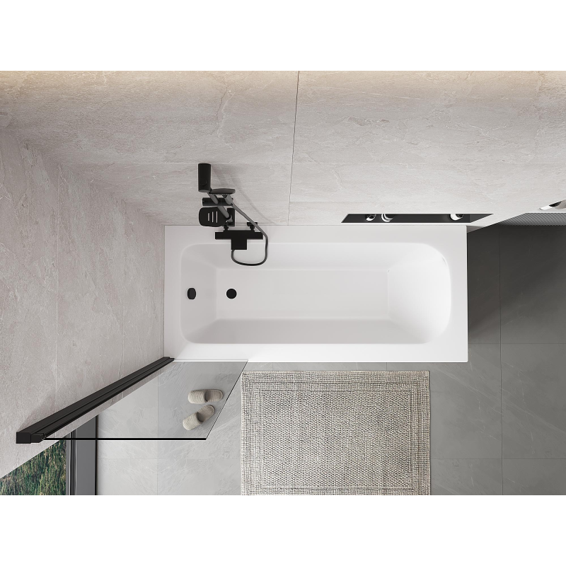 Mexen Mist vanová zástěna 1-křídlová 50 x 150 cm, transparentní, černá - 8A9-050-001-70-00