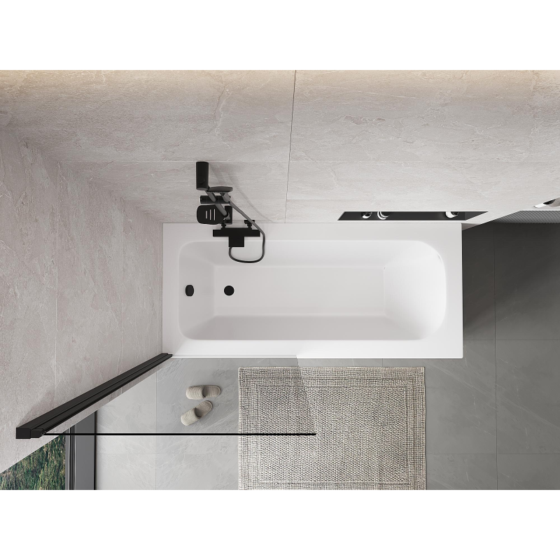 Mexen Mist paravan do vany 1-křídlový 80 x 150 cm, transparentní, černý - 8A9-080-001-70-00