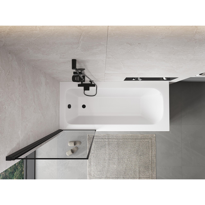 Mexen Mist sprchový závěs 1-křídlový levý 60 x 150 cm, černý rám, černý - 8A9-060-001-70-70-L