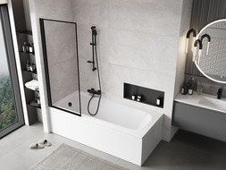 Mexen Mist sprchová zástěna 1-křídlová levá 70 x 150 cm, černý rámeček, černý - 8A9-070-001-70-70-L